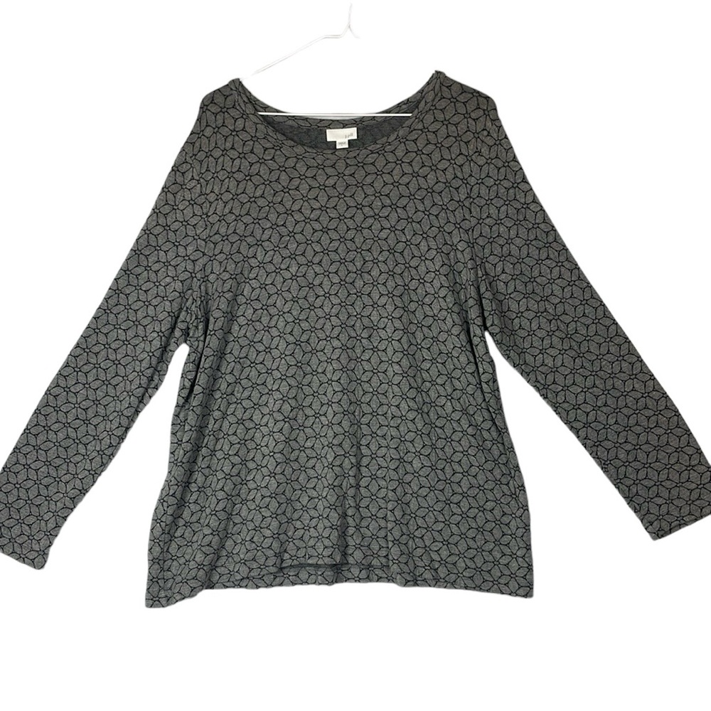 J. Jill floral gray and black sweater cottage prairie coastal grandma